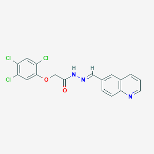 molecular formula C18H12Cl3N3O2 B2691404 (E)-N'-(quinolin-6-ylmethylene)-2-(2,4,5-trichlorophenoxy)acetohydrazide CAS No. 1018146-51-4