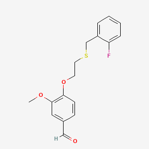 molecular formula C17H17FO3S B2691406 4-{2-[(2-Fluorobenzyl)sulfanyl]ethoxy}-3-methoxybenzaldehyde CAS No. 1266378-01-1