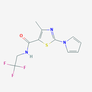 molecular formula C11H10F3N3OS B2691409 4-Methyl-2-pyrrol-1-yl-N-(2,2,2-trifluoroethyl)-1,3-thiazole-5-carboxamide CAS No. 2327404-52-2