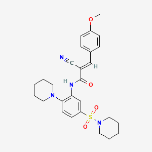 molecular formula C27H32N4O4S B2691411 (E)-2-cyano-3-(4-methoxyphenyl)-N-(2-piperidin-1-yl-5-piperidin-1-ylsulfonylphenyl)prop-2-enamide CAS No. 1164546-56-8