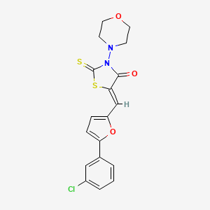 molecular formula C18H15ClN2O3S2 B2691415 (Z)-5-((5-(3-chlorophenyl)furan-2-yl)methylene)-3-morpholino-2-thioxothiazolidin-4-one CAS No. 875285-84-0