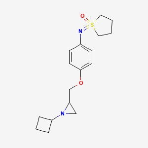 molecular formula C17H24N2O2S B2691431 1-[4-[(1-Cyclobutylaziridin-2-yl)methoxy]phenyl]iminothiolane 1-oxide CAS No. 2411287-33-5