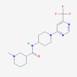 molecular formula C17H24F3N5O B2691446 1-甲基-N-{1-[6-(三氟甲基)嘧啶-4-基]哌啶-4-基}哌啶-3-甲酰胺 CAS No. 2034537-67-0