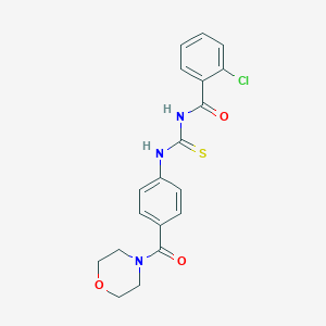 molecular formula C19H18ClN3O3S B269147 2-chloro-N-{[4-(morpholin-4-ylcarbonyl)phenyl]carbamothioyl}benzamide 