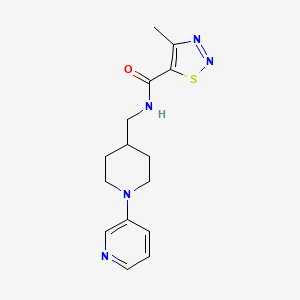 molecular formula C15H19N5OS B2691493 4-methyl-N-((1-(pyridin-3-yl)piperidin-4-yl)methyl)-1,2,3-thiadiazole-5-carboxamide CAS No. 2034378-43-1