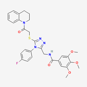 molecular formula C30H30FN5O5S B2691494 N-((5-((2-(3,4-dihydroquinolin-1(2H)-yl)-2-oxoethyl)thio)-4-(4-fluorophenyl)-4H-1,2,4-triazol-3-yl)methyl)-3,4,5-trimethoxybenzamide CAS No. 389071-36-7