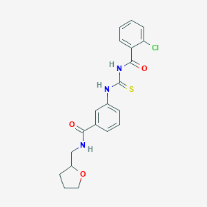 molecular formula C20H20ClN3O3S B269151 2-chloro-N-({3-[(tetrahydrofuran-2-ylmethyl)carbamoyl]phenyl}carbamothioyl)benzamide 