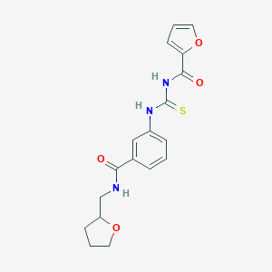 molecular formula C18H19N3O4S B269154 3-{[(2-furoylamino)carbothioyl]amino}-N-(tetrahydro-2-furanylmethyl)benzamide 