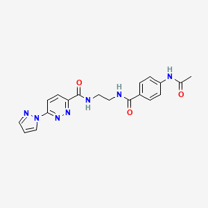 molecular formula C19H19N7O3 B2691569 N-(2-(4-acetamidobenzamido)ethyl)-6-(1H-pyrazol-1-yl)pyridazine-3-carboxamide CAS No. 1351621-20-9