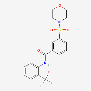 molecular formula C18H17F3N2O4S B2691601 3-(morpholin-4-ylsulfonyl)-N-[2-(trifluoromethyl)phenyl]benzamide CAS No. 953852-30-7