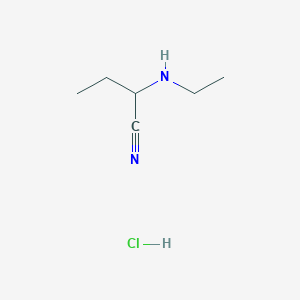 molecular formula C6H13ClN2 B2691602 2-(Ethylamino)butanenitrile hydrochloride CAS No. 2126160-96-9