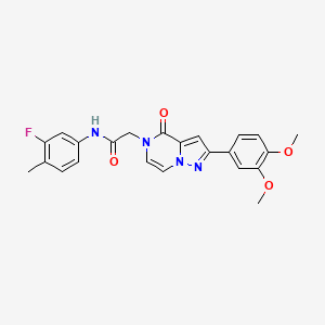 molecular formula C23H21FN4O4 B2691603 2-(2-(3,4-dimethoxyphenyl)-4-oxopyrazolo[1,5-a]pyrazin-5(4H)-yl)-N-(3-fluoro-4-methylphenyl)acetamide CAS No. 941876-79-5