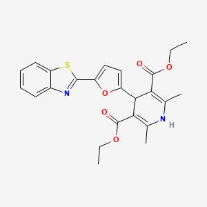 molecular formula C24H24N2O5S B2691605 Diethyl 4-[5-(1,3-benzothiazol-2-yl)furan-2-yl]-2,6-dimethyl-1,4-dihydropyridine-3,5-dicarboxylate CAS No. 848919-95-9