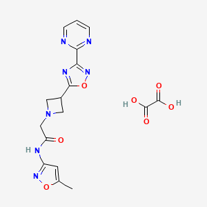molecular formula C17H17N7O7 B2691616 N-(5-甲基异噁唑-3-基)-2-(3-(3-(嘧啶-2-基)-1,2,4-噁二唑-5-基)氮杂环丁烷-1-基)乙酰胺 草酸盐 CAS No. 1428378-87-3