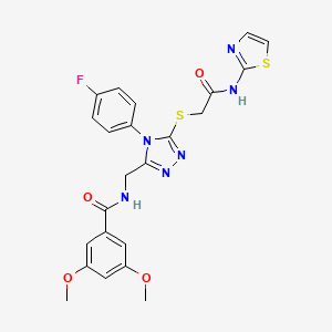 molecular formula C23H21FN6O4S2 B2691629 N-((4-(4-fluorophenyl)-5-((2-oxo-2-(thiazol-2-ylamino)ethyl)thio)-4H-1,2,4-triazol-3-yl)methyl)-3,5-dimethoxybenzamide CAS No. 309968-98-7