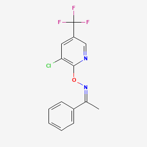 molecular formula C14H10ClF3N2O B2691630 (Z)-{[3-氯-5-(三氟甲基)吡啶-2-基]氧基}(1-苯基乙烯基)胺 CAS No. 326808-43-9