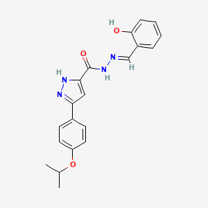 molecular formula C20H20N4O3 B2691641 (E)-N'-(2-hydroxybenzylidene)-3-(4-isopropoxyphenyl)-1H-pyrazole-5-carbohydrazide CAS No. 1285535-64-9