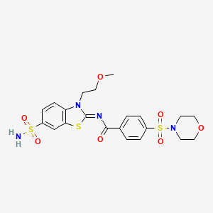 molecular formula C21H24N4O7S3 B2691643 (Z)-N-(3-(2-甲氧基乙基)-6-磺酰基苯并[d]噻唑-2(3H)-基亚甲基)-4-(吗啉磺酰基)苯甲酰胺 CAS No. 865159-80-4