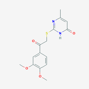 molecular formula C15H16N2O4S B2691645 1-(3,4-二甲氧基苯基)-2-[(4-羟基-6-甲基嘧啶-2-基)硫基]乙酮 CAS No. 324577-88-0