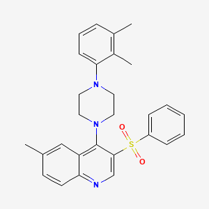 molecular formula C28H29N3O2S B2691648 3-(Benzenesulfonyl)-4-[4-(2,3-dimethylphenyl)piperazin-1-yl]-6-methylquinoline CAS No. 872200-30-1