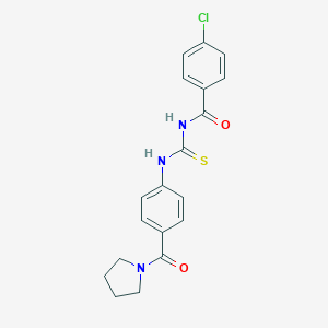 molecular formula C19H18ClN3O2S B269165 4-chloro-N-{[4-(pyrrolidin-1-ylcarbonyl)phenyl]carbamothioyl}benzamide 