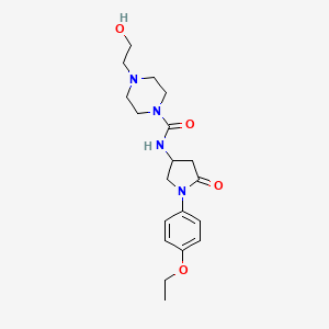 molecular formula C19H28N4O4 B2691650 N-(1-(4-乙氧苯基)-5-氧代吡咯啉-3-基)-4-(2-羟乙基)哌嗪-1-甲酰胺 CAS No. 894010-39-0