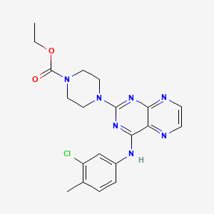 molecular formula C20H22ClN7O2 B2691652 Ethyl 4-{4-[(3-chloro-4-methylphenyl)amino]pteridin-2-yl}piperazinecarboxylate CAS No. 946349-93-5