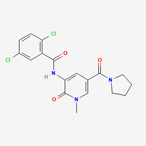 molecular formula C18H17Cl2N3O3 B2691655 2,5-dichloro-N-(1-methyl-2-oxo-5-(pyrrolidine-1-carbonyl)-1,2-dihydropyridin-3-yl)benzamide CAS No. 1210524-14-3