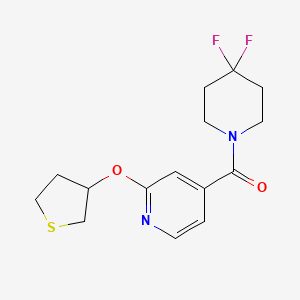 molecular formula C15H18F2N2O2S B2691673 (4,4-二氟哌啶-1-基)(2-((四氢噻吩-3-基)氧基)吡啶-4-基)甲酮 CAS No. 2034498-62-7
