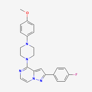 molecular formula C23H22FN5O B2691681 2-(4-Fluorophenyl)-4-[4-(4-methoxyphenyl)piperazin-1-yl]pyrazolo[1,5-a]pyrazine CAS No. 1111418-21-3