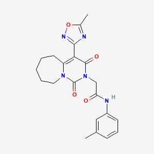molecular formula C21H23N5O4 B2691685 2-[4-(5-methyl-1,2,4-oxadiazol-3-yl)-1,3-dioxo-3,5,6,7,8,9-hexahydropyrimido[1,6-a]azepin-2(1H)-yl]-N-(3-methylphenyl)acetamide CAS No. 1775354-21-6