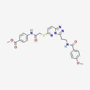 molecular formula C25H24N6O5S B2691688 Methyl 4-(2-((3-(2-(4-methoxybenzamido)ethyl)-[1,2,4]triazolo[4,3-b]pyridazin-6-yl)thio)acetamido)benzoate CAS No. 872995-87-4