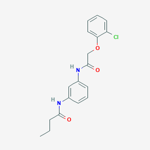 molecular formula C18H19ClN2O3 B269169 N-(3-{[2-(2-chlorophenoxy)acetyl]amino}phenyl)butanamide 