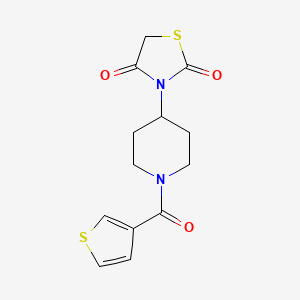 molecular formula C13H14N2O3S2 B2691695 3-(1-(Thiophene-3-carbonyl)piperidin-4-yl)thiazolidine-2,4-dione CAS No. 1787881-65-5