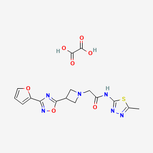 molecular formula C16H16N6O7S B2691703 2-(3-(3-(呋喃-2-基)-1,2,4-噁二唑-5-基)氮杂环丁烷-1-基)-N-(5-甲基-1,3,4-噻二唑-2-基)乙酰胺 草酸盐 CAS No. 1428363-97-6