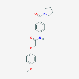 molecular formula C20H22N2O4 B269171 2-(4-methoxyphenoxy)-N-[4-(1-pyrrolidinylcarbonyl)phenyl]acetamide 