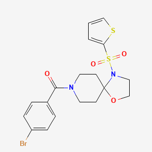 molecular formula C18H19BrN2O4S2 B2691719 (4-溴苯基)(4-(噻吩-2-基磺酰)-1-氧杂-4,8-二氮杂螺[4.5]癸烷-8-基)甲酮 CAS No. 903334-74-7