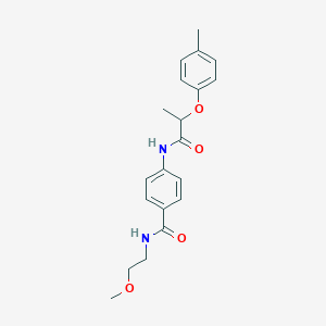molecular formula C20H24N2O4 B269173 N-(2-methoxyethyl)-4-{[2-(4-methylphenoxy)propanoyl]amino}benzamide 