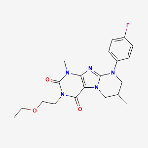 molecular formula C20H24FN5O3 B2691732 3-(2-ethoxyethyl)-9-(4-fluorophenyl)-1,7-dimethyl-7,8-dihydro-6H-purino[7,8-a]pyrimidine-2,4-dione CAS No. 893964-23-3