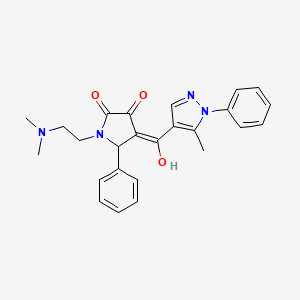 molecular formula C25H26N4O3 B2691736 1-(2-(dimethylamino)ethyl)-3-hydroxy-4-(5-methyl-1-phenyl-1H-pyrazole-4-carbonyl)-5-phenyl-1H-pyrrol-2(5H)-one CAS No. 955869-55-3