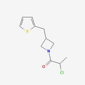 molecular formula C11H14ClNOS B2691747 2-Chloro-1-[3-(thiophen-2-ylmethyl)azetidin-1-yl]propan-1-one CAS No. 2411249-55-1