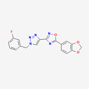 molecular formula C18H12FN5O3 B2691762 5-(1,3-苯并二氧杂环己-5-基)-3-[1-(3-氟苄基)-1H-1,2,3-三唑-4-基]-1,2,4-噁二唑 CAS No. 1251710-74-3