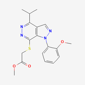 molecular formula C18H20N4O3S B2691764 methyl 2-((4-isopropyl-1-(2-methoxyphenyl)-1H-pyrazolo[3,4-d]pyridazin-7-yl)thio)acetate CAS No. 1105205-01-3