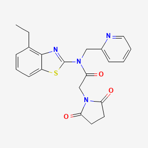 molecular formula C21H20N4O3S B2691768 2-(2,5-二氧代吡咯啉-1-基)-N-(4-乙基苯并[d]噻唑-2-基)-N-(吡啶-2-基甲基)乙酰胺 CAS No. 922665-87-0