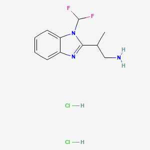 molecular formula C11H15Cl2F2N3 B2691769 2-[1-(二氟甲基)-1H-1,3-苯并二氮-2-基]丙酸-1-胺二盐酸盐 CAS No. 1049702-04-6