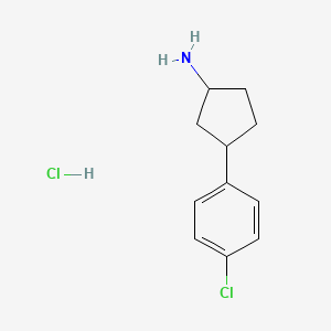 molecular formula C11H15Cl2N B2691771 3-(4-Chlorophenyl)cyclopentan-1-amine hydrochloride CAS No. 100129-34-8