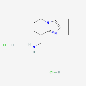molecular formula C12H23Cl2N3 B2691782 (2-叔丁基-5,6,7,8-四氢咪唑[1,2-a]吡啶-8-基)甲胺;二盐酸盐 CAS No. 2470441-15-5