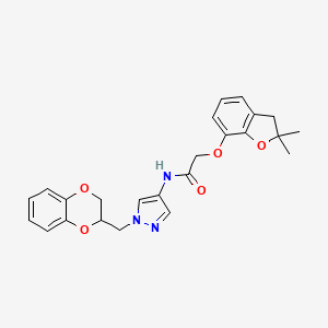 N-(1-((2,3-dihydrobenzo[b][1,4]dioxin-2-yl)methyl)-1H-pyrazol-4-yl)-2-((2,2-dimethyl-2,3-dihydrobenzofuran-7-yl)oxy)acetamide