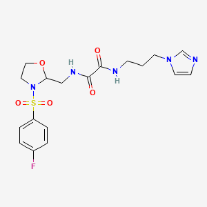 N1-(3-(1H-imidazol-1-yl)propyl)-N2-((3-((4-fluorophenyl)sulfonyl)oxazolidin-2-yl)methyl)oxalamide