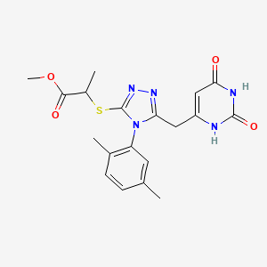 molecular formula C19H21N5O4S B2691800 methyl 2-[[4-(2,5-dimethylphenyl)-5-[(2,4-dioxo-1H-pyrimidin-6-yl)methyl]-1,2,4-triazol-3-yl]sulfanyl]propanoate CAS No. 852048-69-2